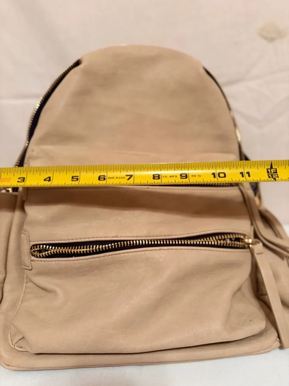 Beige Leather Backpack Purse - Women's Everyday Bag